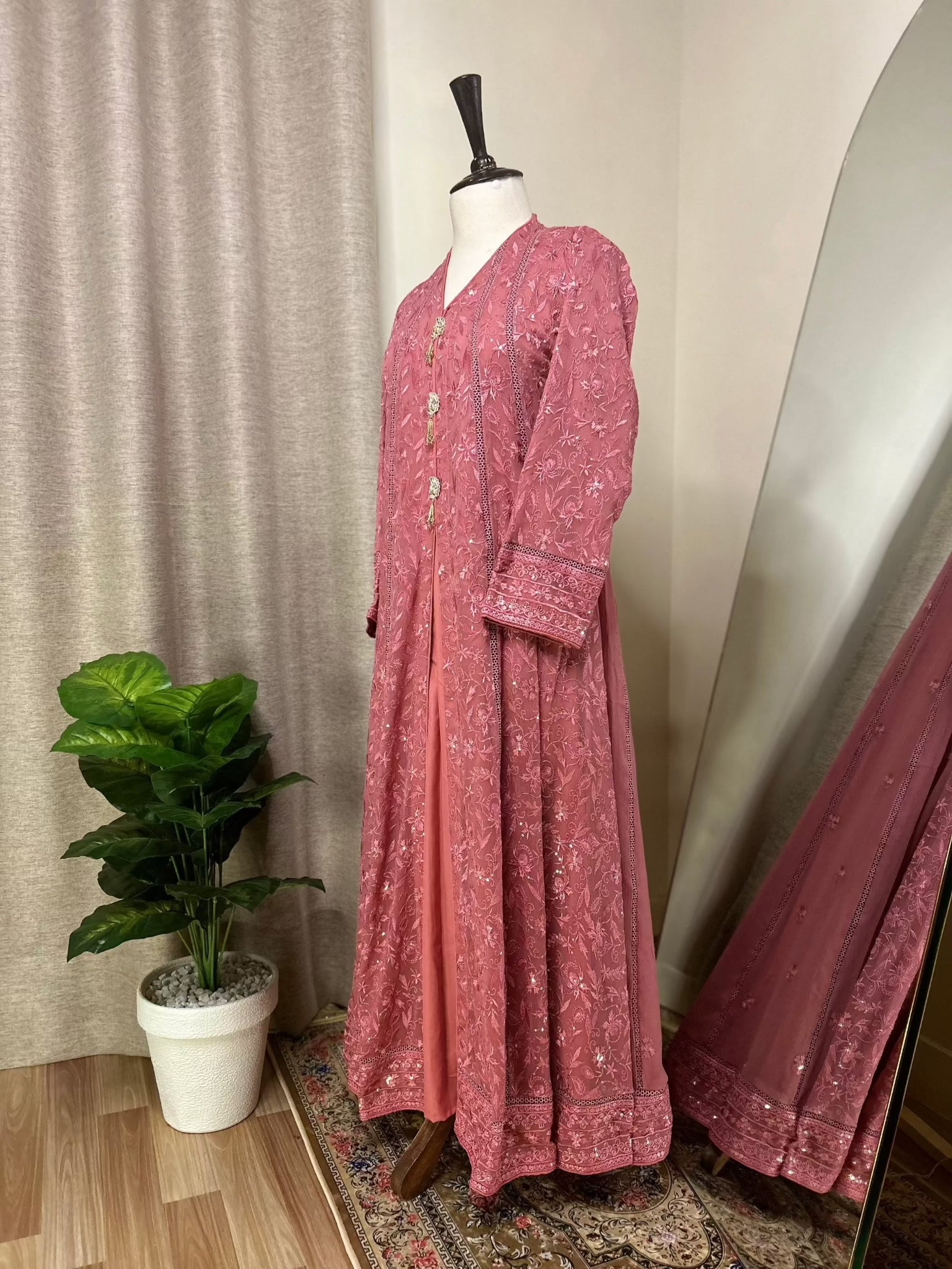 Pakistani Indian Party Wear Front Open Long Frock | Zarveil