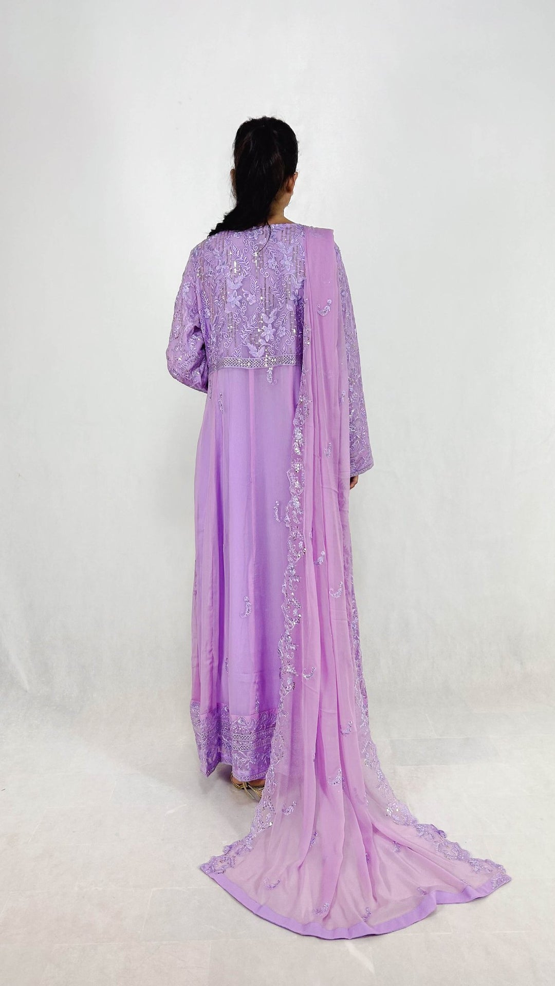 indian embroidered chiffon maxi dress Indian chiffon maxi collection ANAYA.B DESIGNERS-Code MD 595