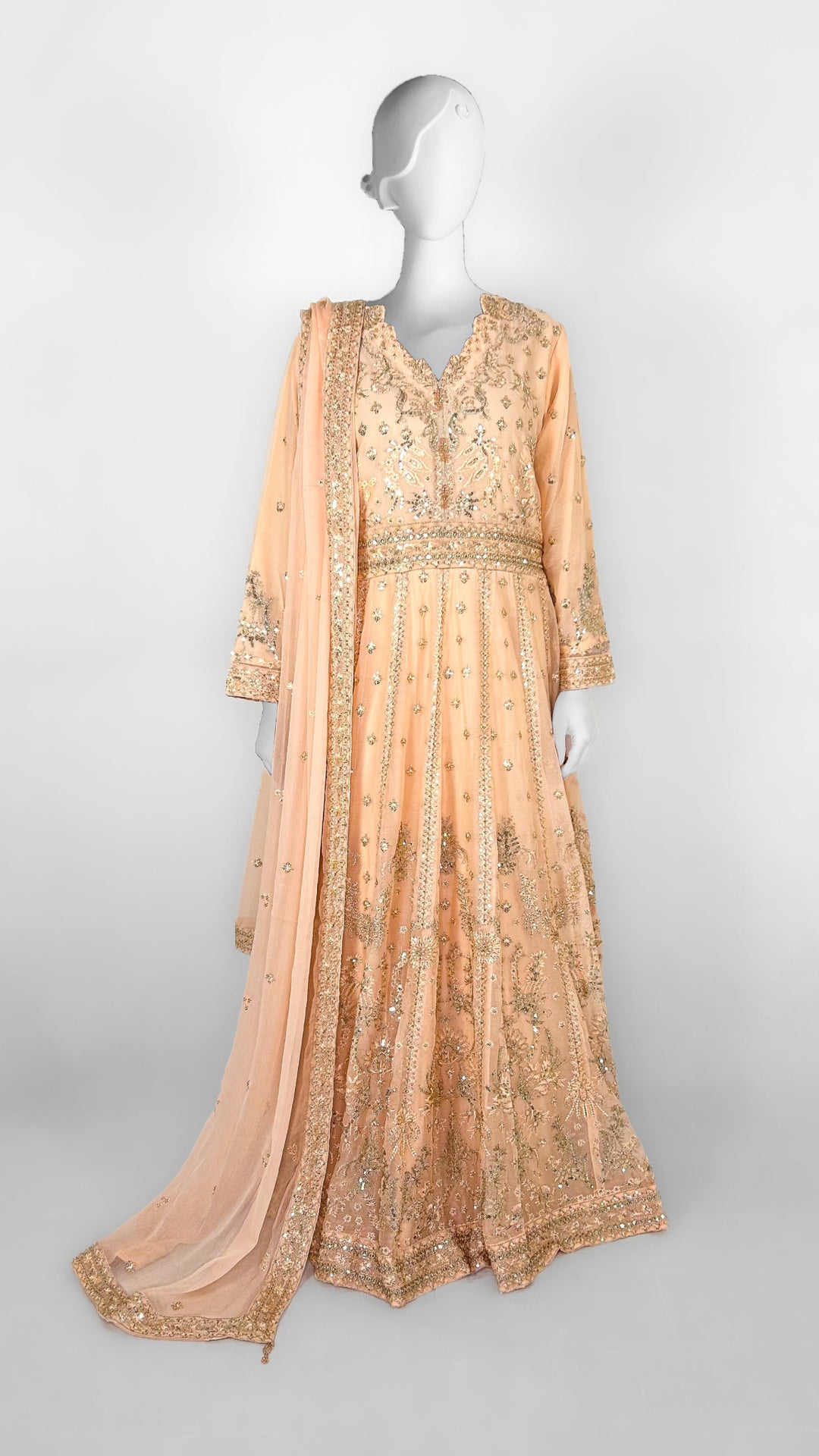 Peach Indian Party Wear Anarkali Long Dress