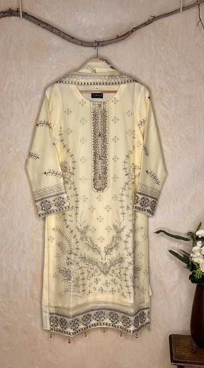 Dutch White Pakistani Shalwar Kameez Complete Look| Zarveil