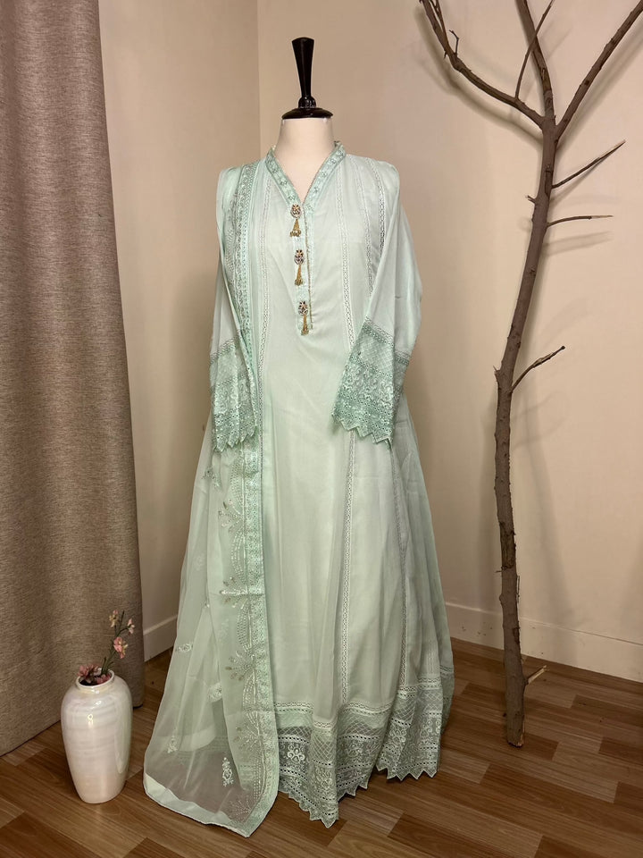 Mint Cream Chiffon Maxi Dress Long Flowy Formal Outfit Zarveil Mint Cream Chiffon Maxi Dress Long Flowy Formal Outfit Zarveil