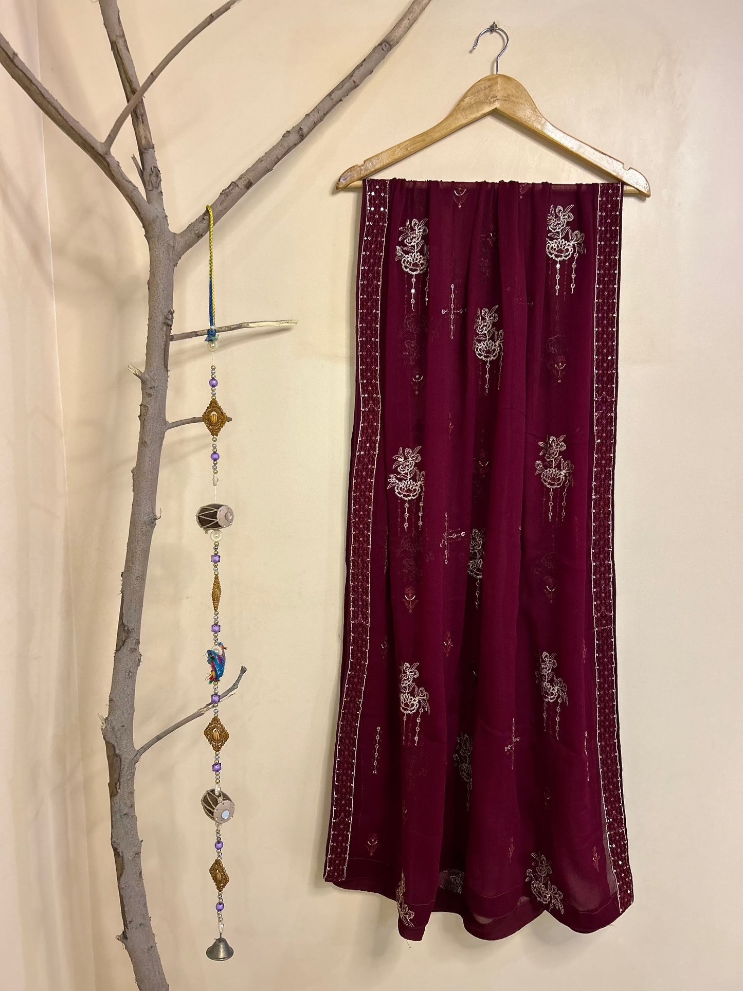 Hand Embroidered Maroon Salwar Kameez Suit Dupatta | Zarveil