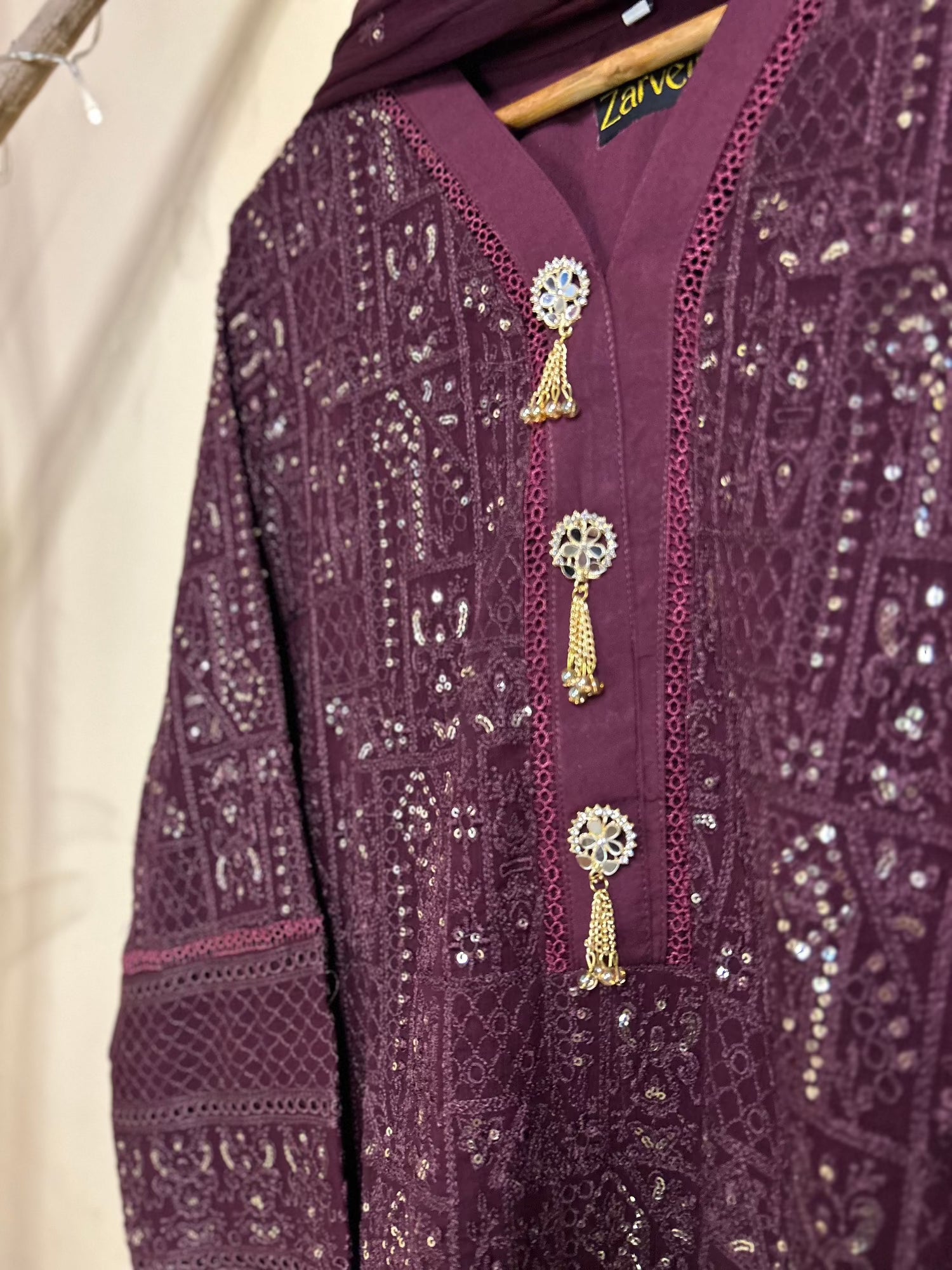 Embroidered Purple Salwar Kameez Detailed Embroidery | Zarveil