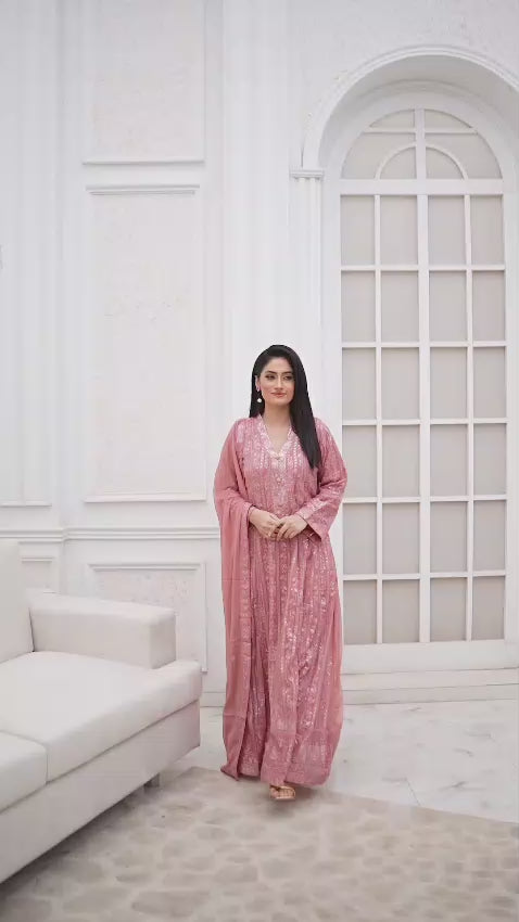 Woman in a pink traditional outfit video